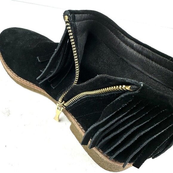 Kate Spade Ankle Boot 8 Betsie Too Suede Fringed Black Booties Womens Zip Up - Picture 12 of 14